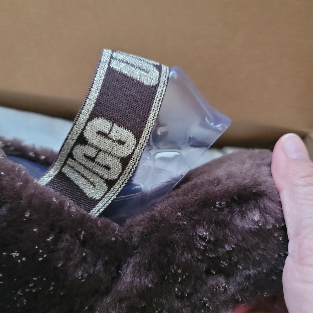 UGG Women's Fluff Yeah Sparkle, Burnt Cedar,‎ Size 7 -New in Box - Picture 9 of 16